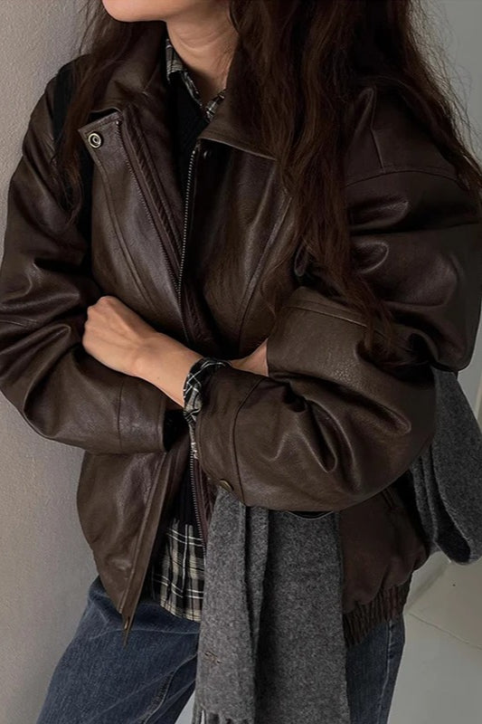 Retro Zipper PU Leather Motorcycle Jacket Main image