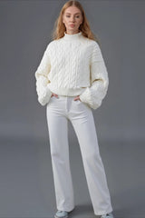 Cozy Half Neck Cable Sweater