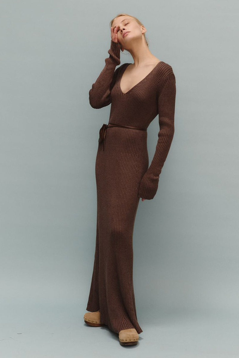 Solid Color Long-Sleeve Fitted Bodycon Knit Dress Secondary image
