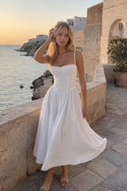 Elegant Vintage Satin Halter Maxi Prom Dress