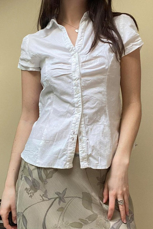 Solid Button Front Fitted T-Shirt Secondary image