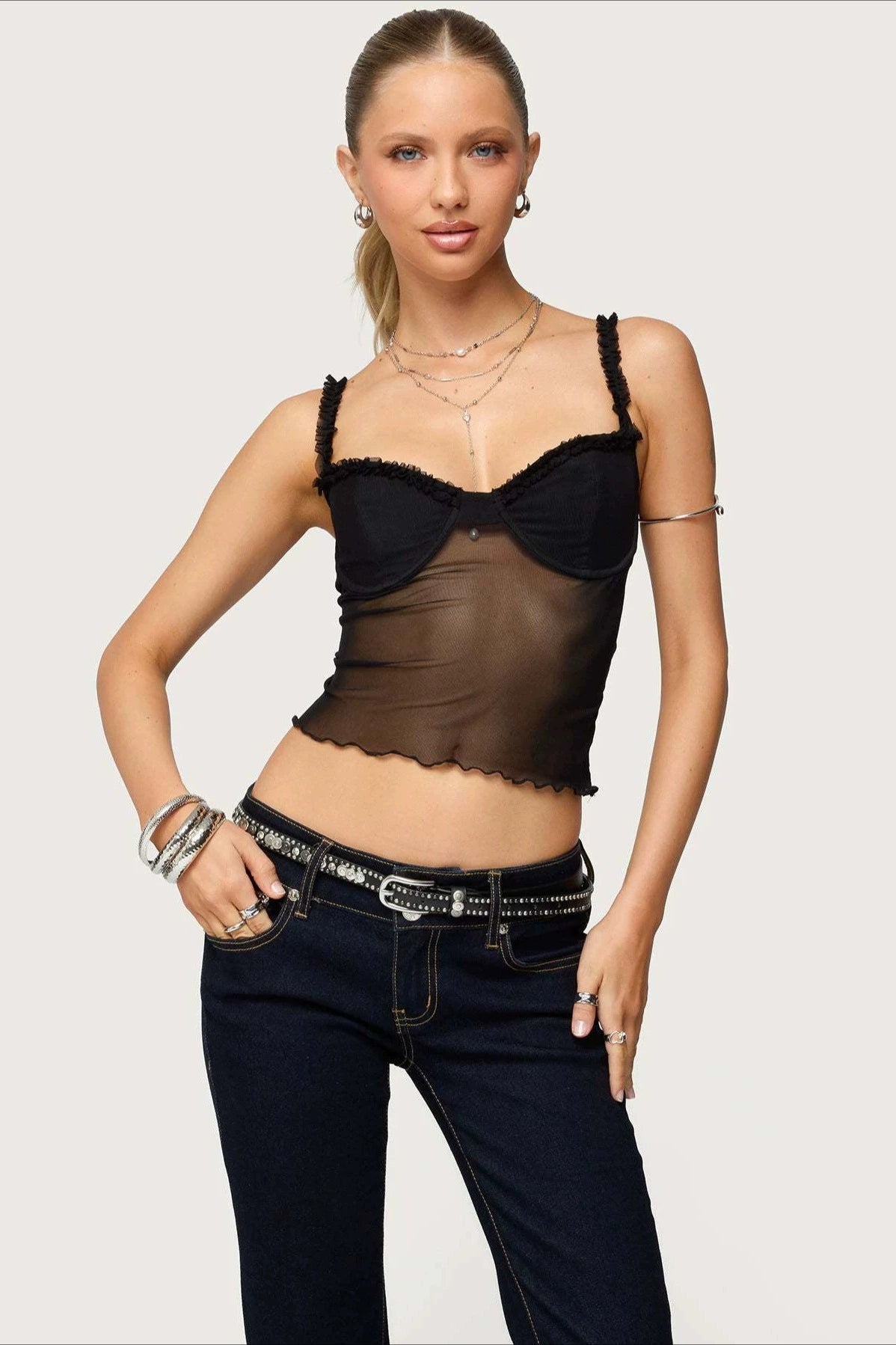 Scallop Lace Fitted Cami Top Main image