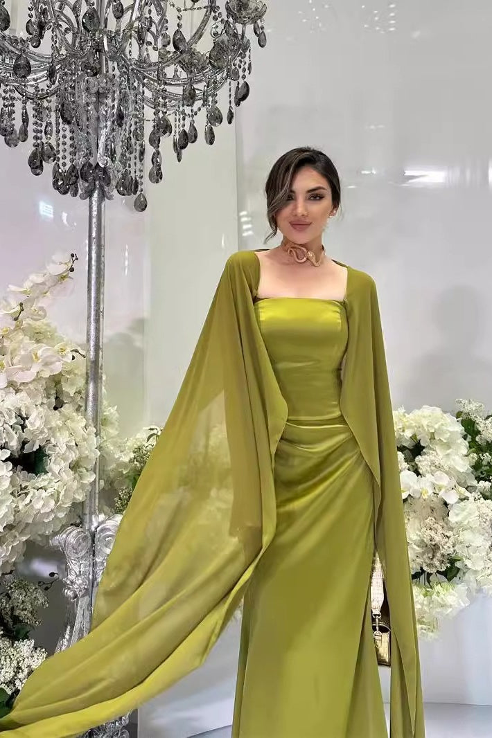 Stylish Long Patchwork Cape Formal Dress Secondary image