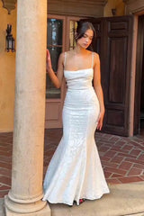 Backless Tie Cami Mermaid Lace Dress