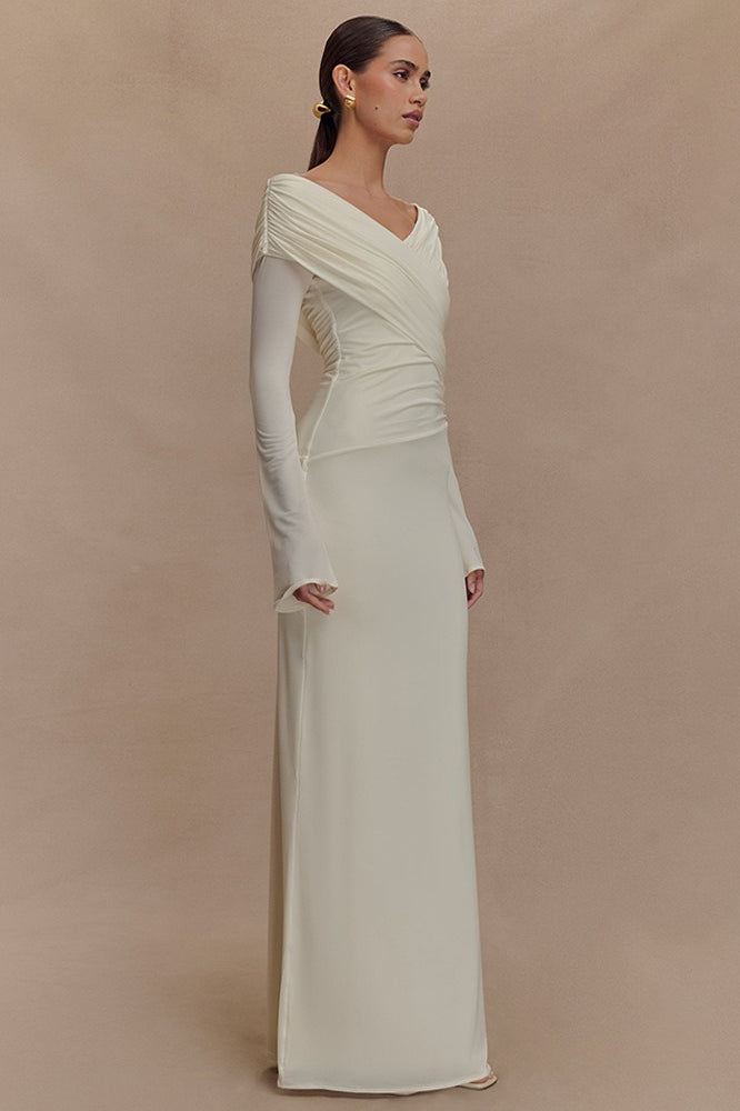 V-Neck Slim Fit Ruched Maxi Dress Secondary image