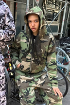 Camo Print Street Zip-Up Hoodie