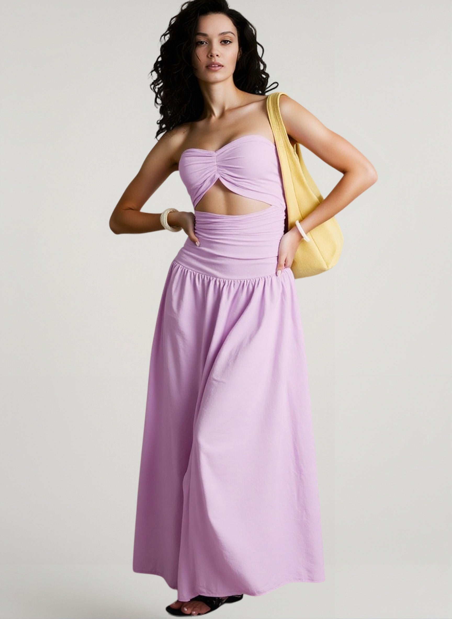 Solid Tube Cutout Sexy Vacation Dress Secondary image