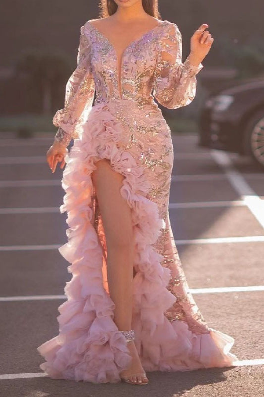 Sheer Train Maxi Party Dress Main image