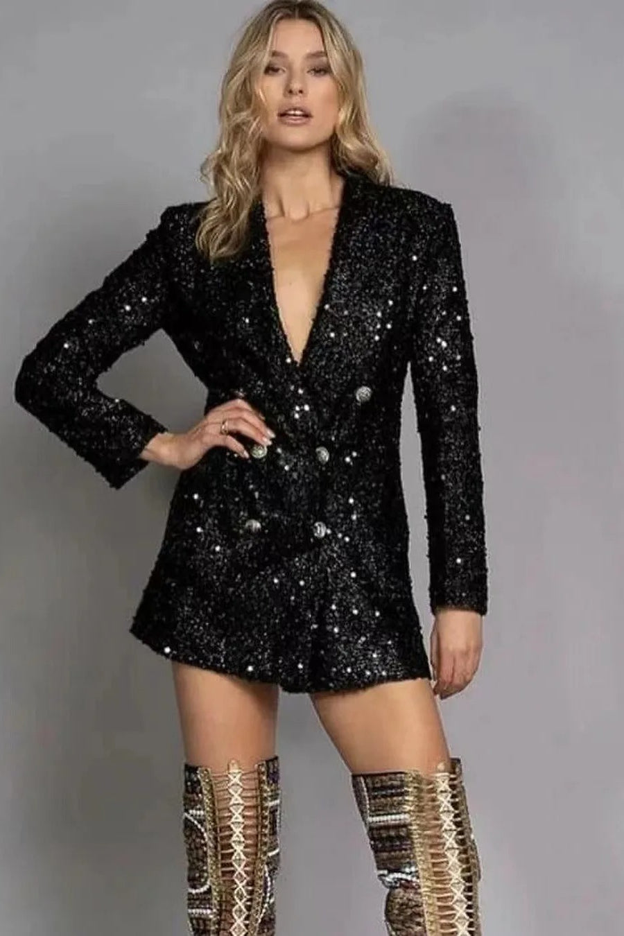 Sequin Double-Breasted Blazer Main image