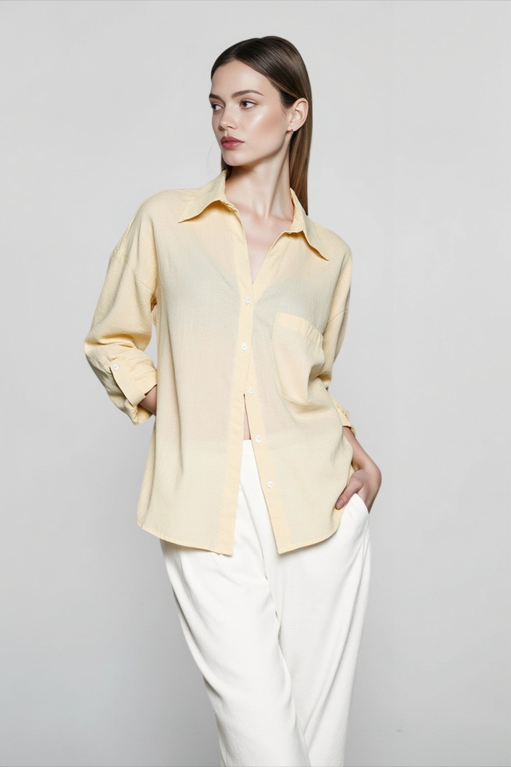 Pure Linen Casual Relaxed Blouse Secondary image