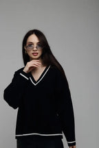 Casual Knit V Neck Sweater