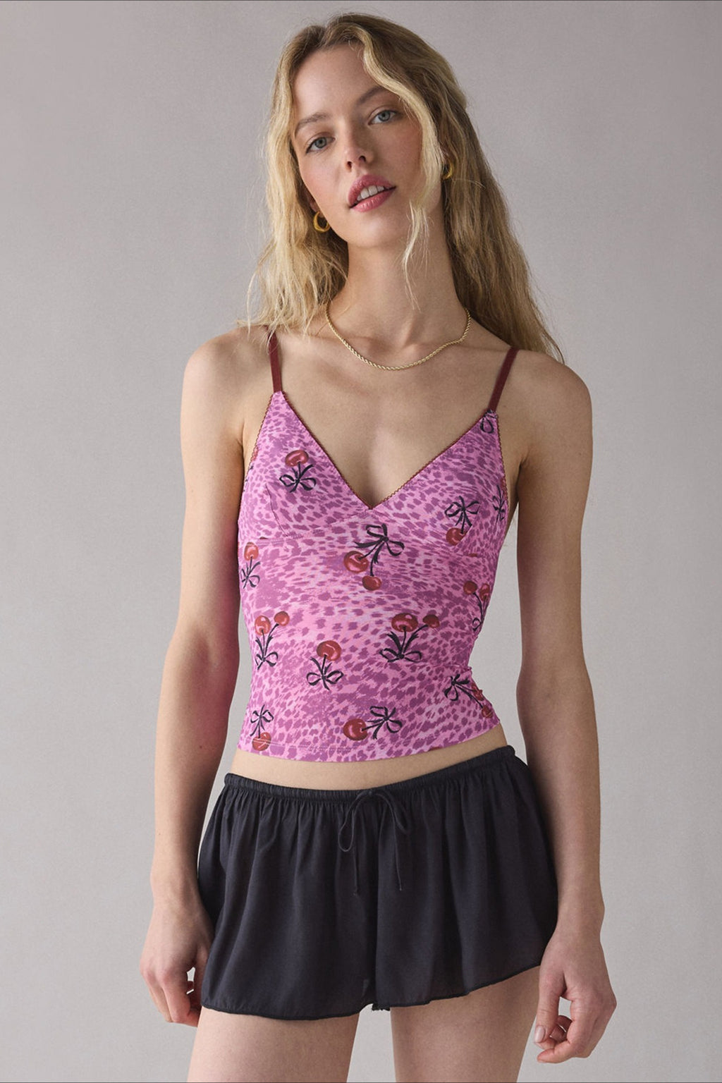 Sheer Lace Ribbed Cami Top