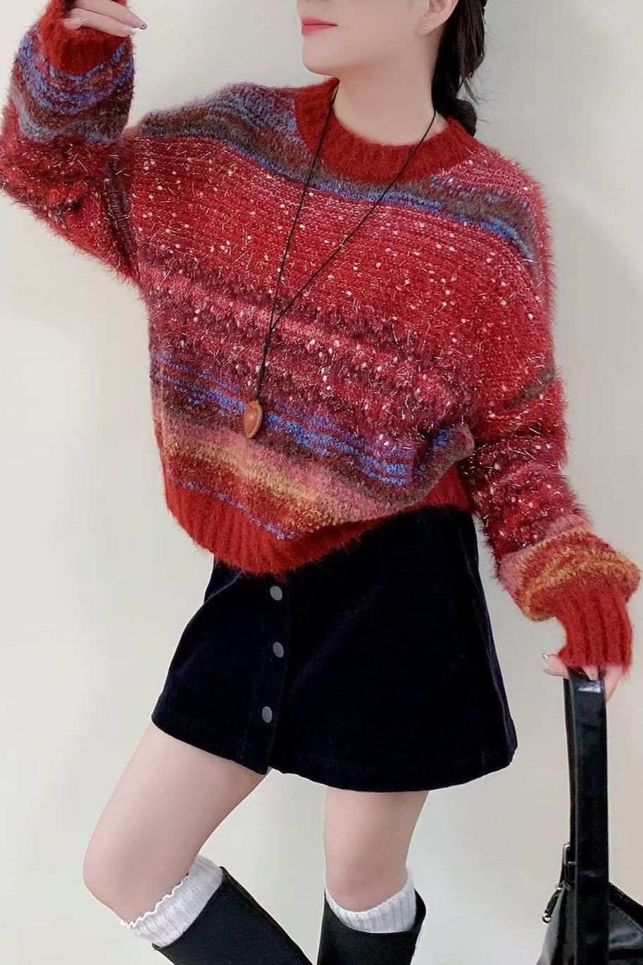 Gradient Color Long Sleeve Knit Sweater Secondary image