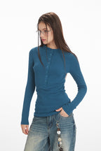 Structured Shoulder Slim Knit Top