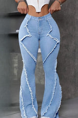 Wide Leg Cargo Multi Pocket Denim Jeans