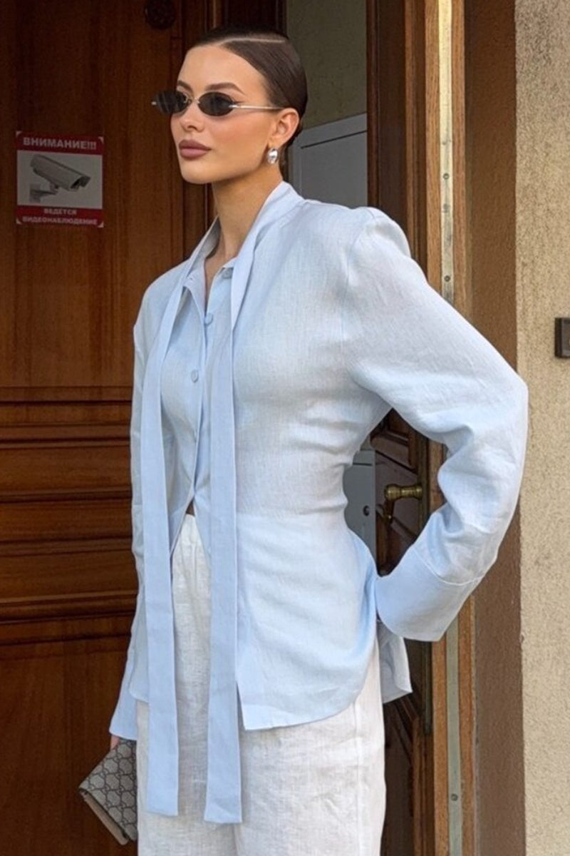 Tie Detail Button Down Blouse Secondary image