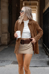 Russet Suede Notch Collar Coat