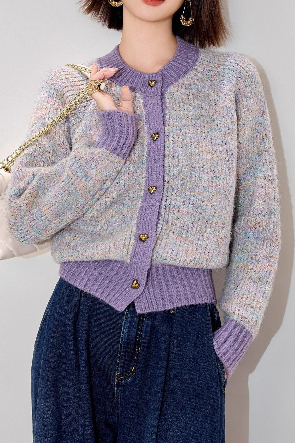 Tweed Color Block Cardigan Main image