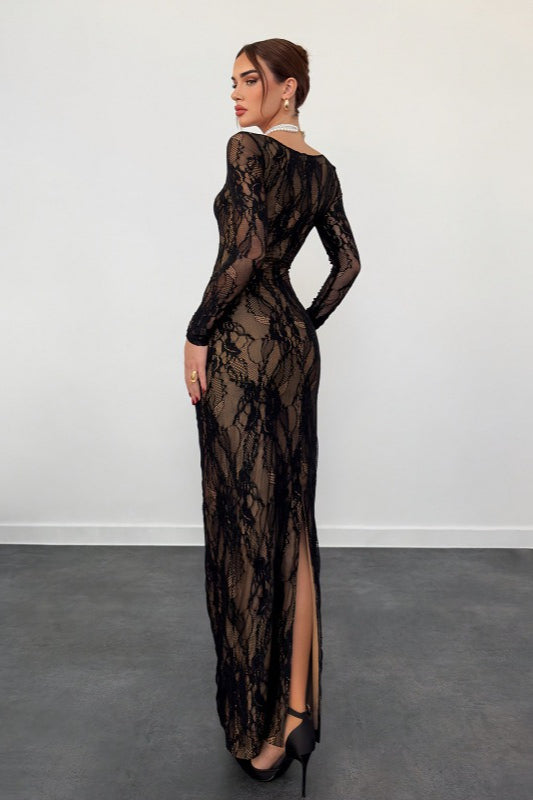 Elegant Lace Square Neck Long Sleeve Bodycon Dress Secondary image
