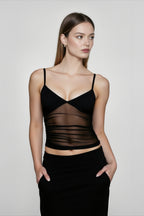 Mesh Panel Open Back Cami Top