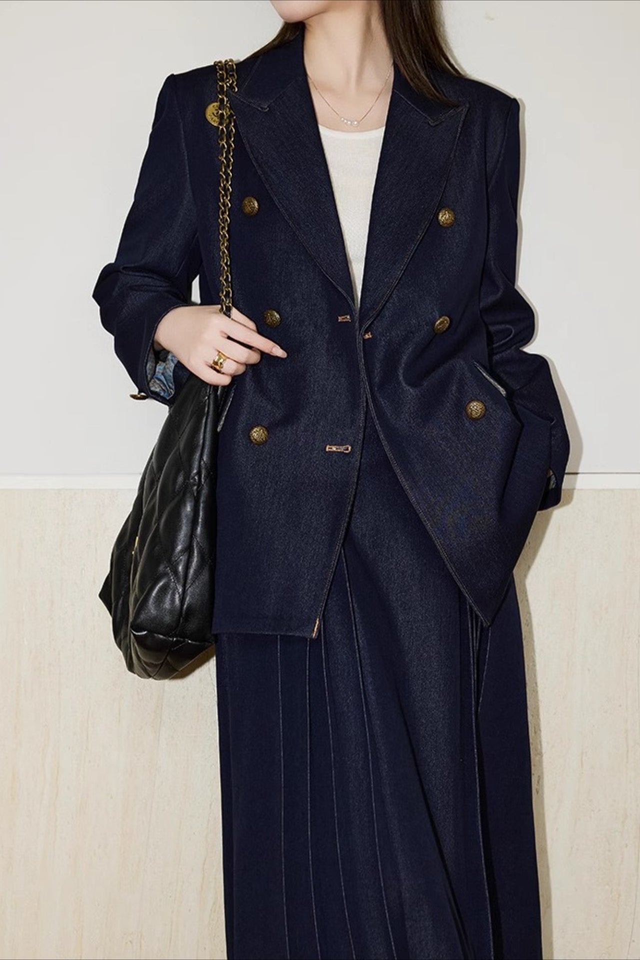 Vintage Inspired Twill Detail Blazer Main image
