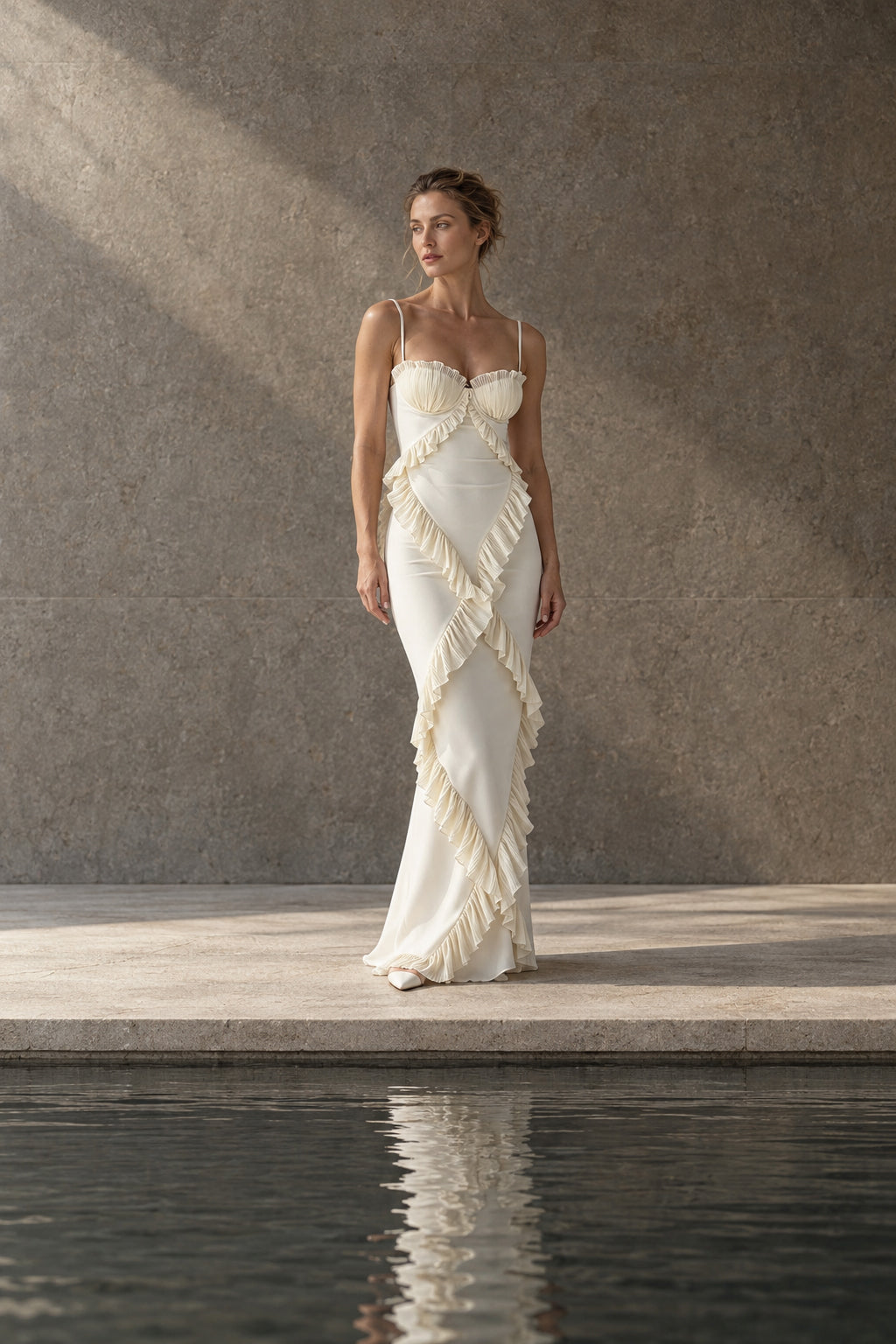 Lace Ruffle Spaghetti Strap Maxi Dress Secondary image