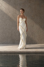 Lace Ruffle Spaghetti Strap Maxi Dress