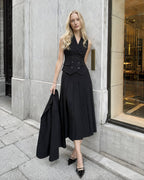 Elegant Spliced Tunic Skirt Two Piece Set