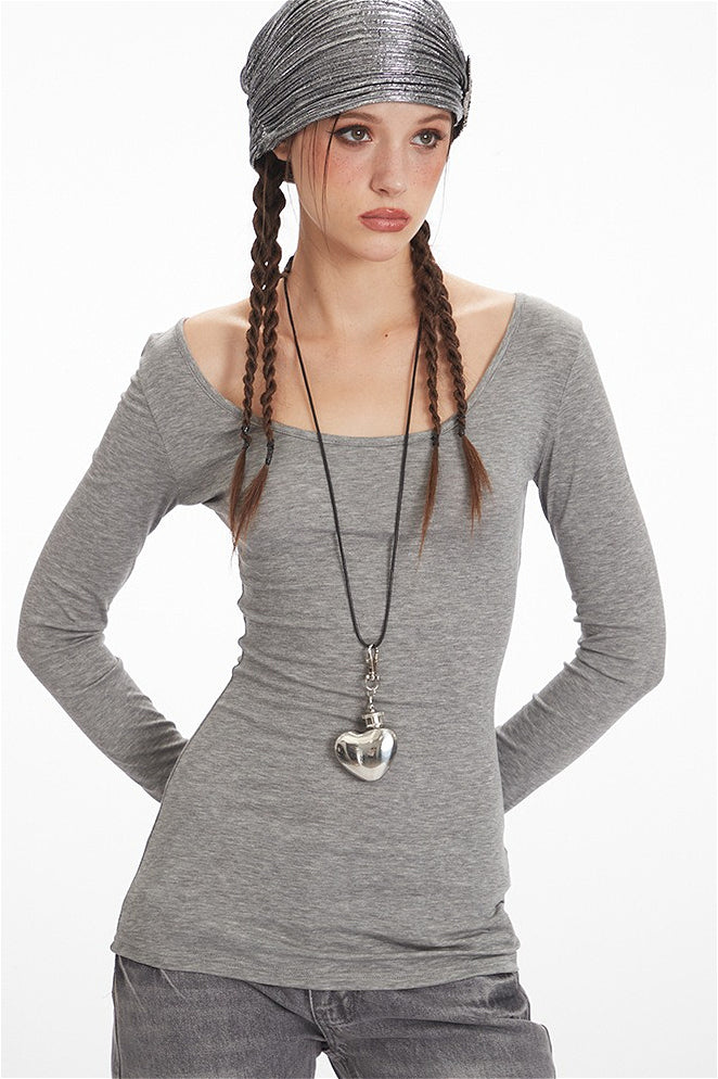 Lace Back Scoop Neck Long Sleeve T-Shirt