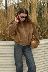 French Suede Notch Collar Trench Coat