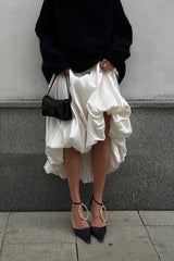 High Waist Balloon Voluminous Solid Casual Skirt