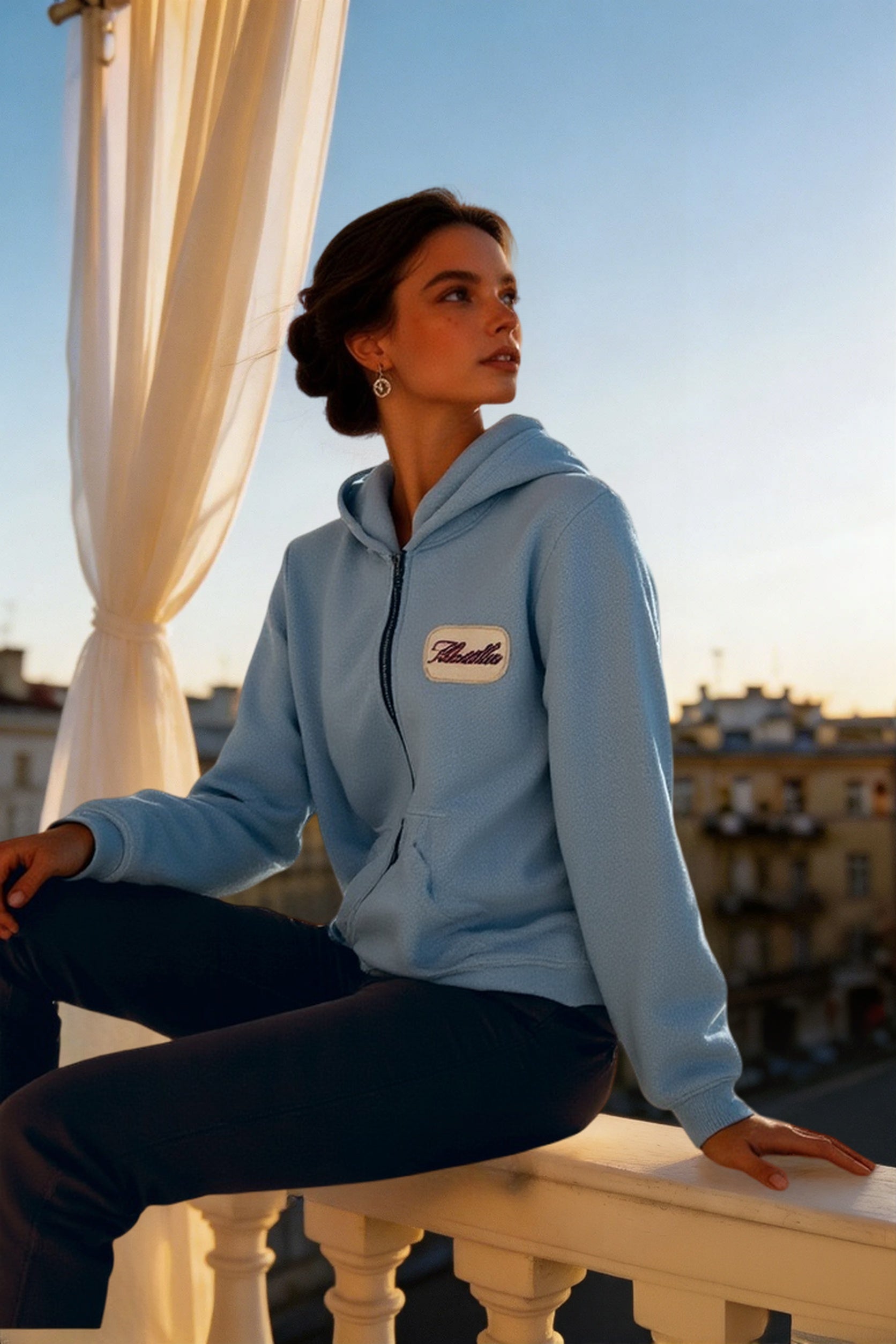 Embroidered Patch Loose Hoodie Secondary image