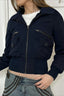 Utility Pocket Ribbed Hem Cropped Zip Jacket