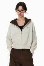 Pink Leopard Lined Cropped Zip Hoodie