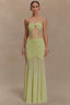 Strapless Ruched Cutout Bodycon Lace Dress