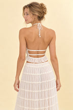 Backless Tiered Halter Top Skirt Set