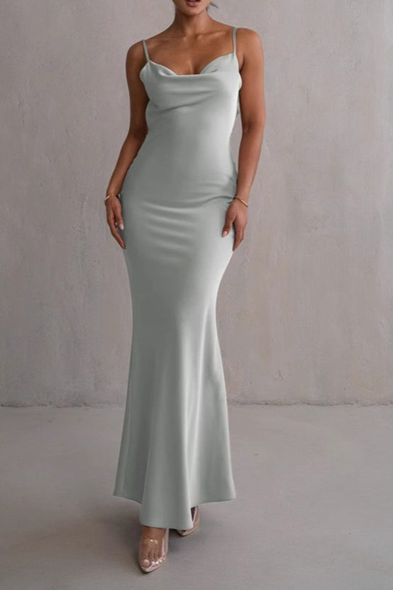 Satin Bodycon Backless Silk Dress Main image
