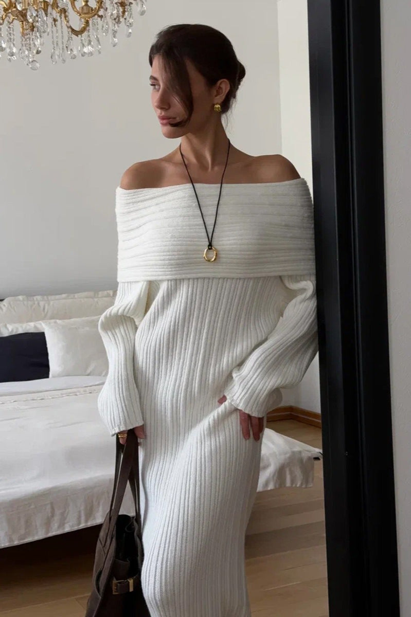 Knit Off Shoulder Long Sleeve Bodycon  Sweater Dress Secondary image