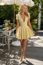 Floral Print V-Neck Knotted Short Dress