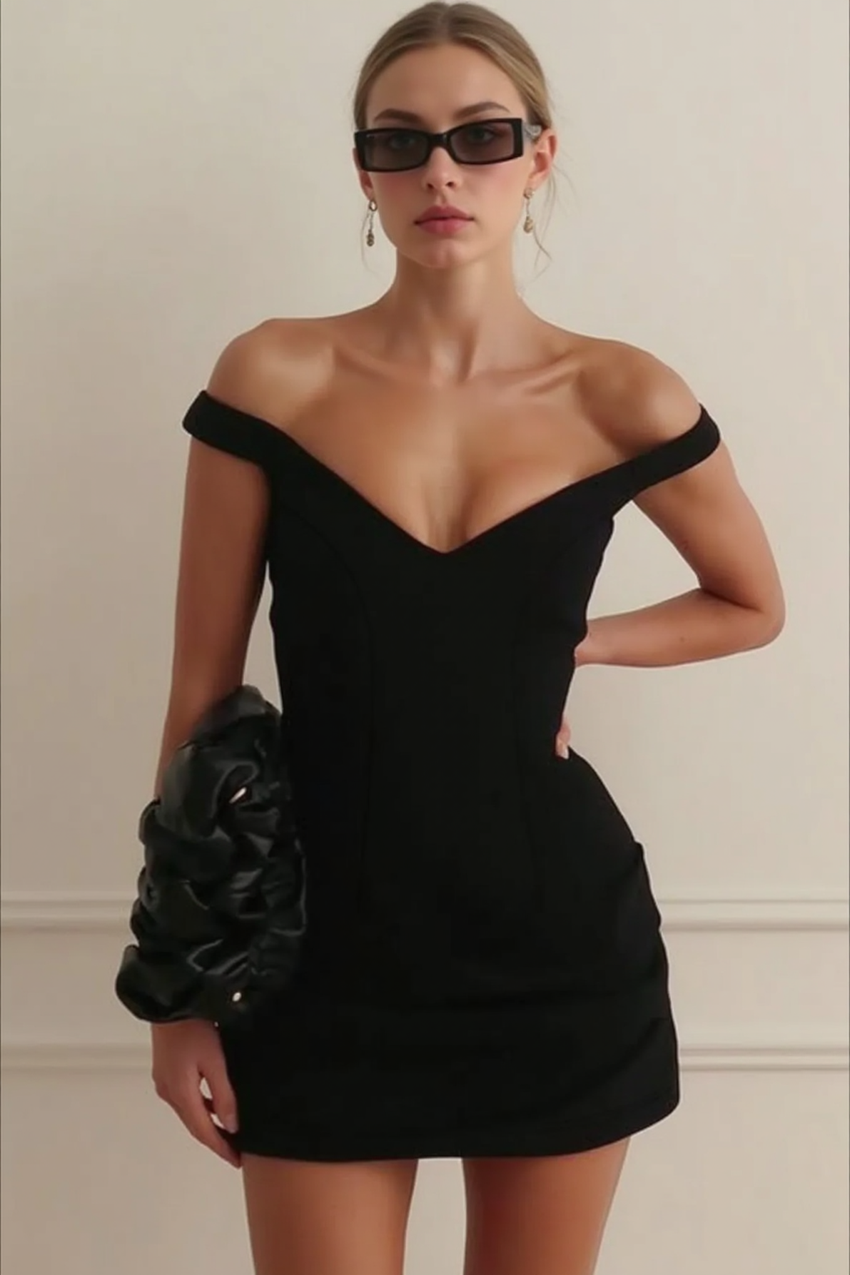 Sexy Deep V Solid Fitted Bodycon Party Dress Main image