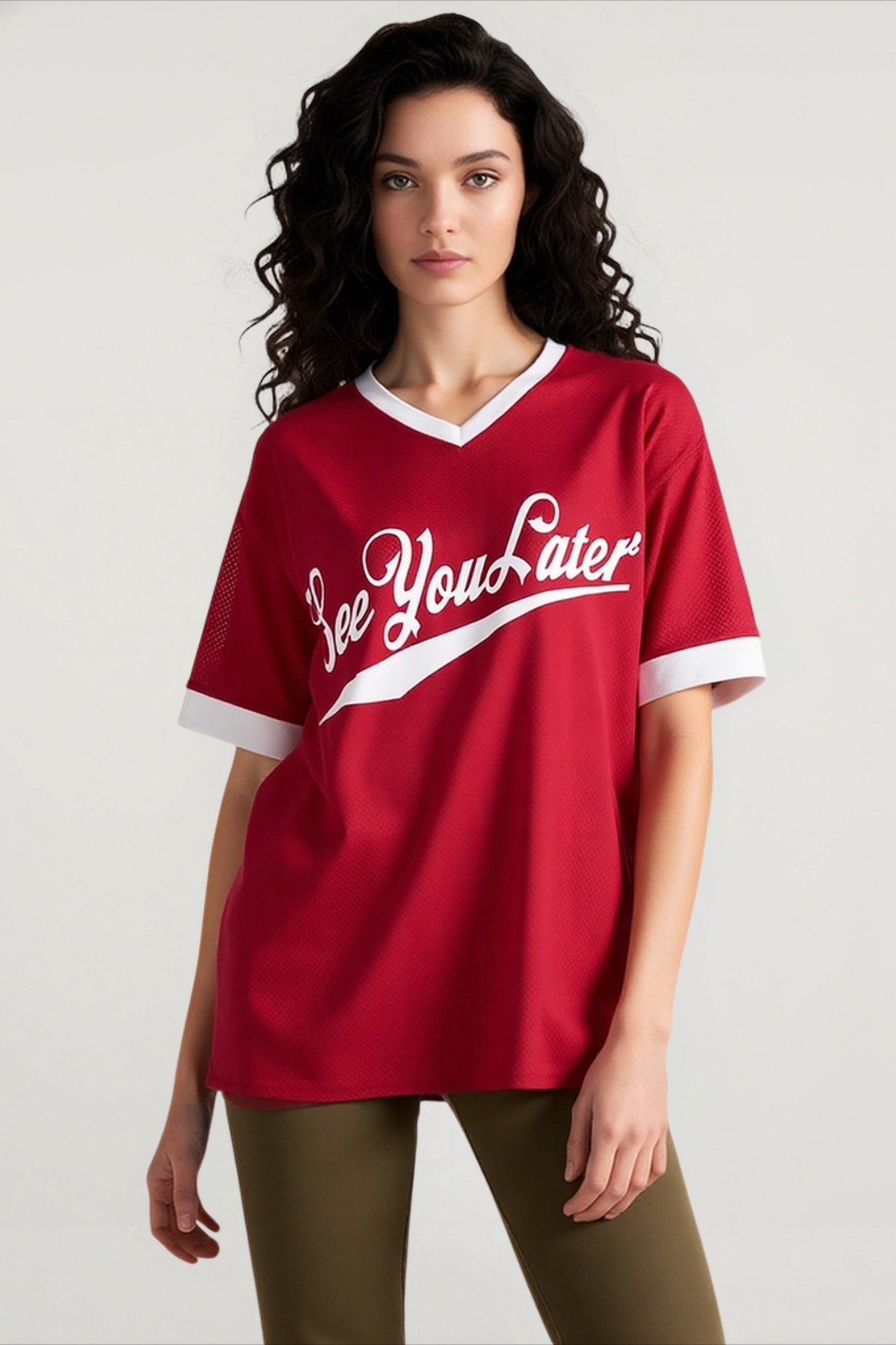 V Neck Mesh Letter T-shirts Secondary image