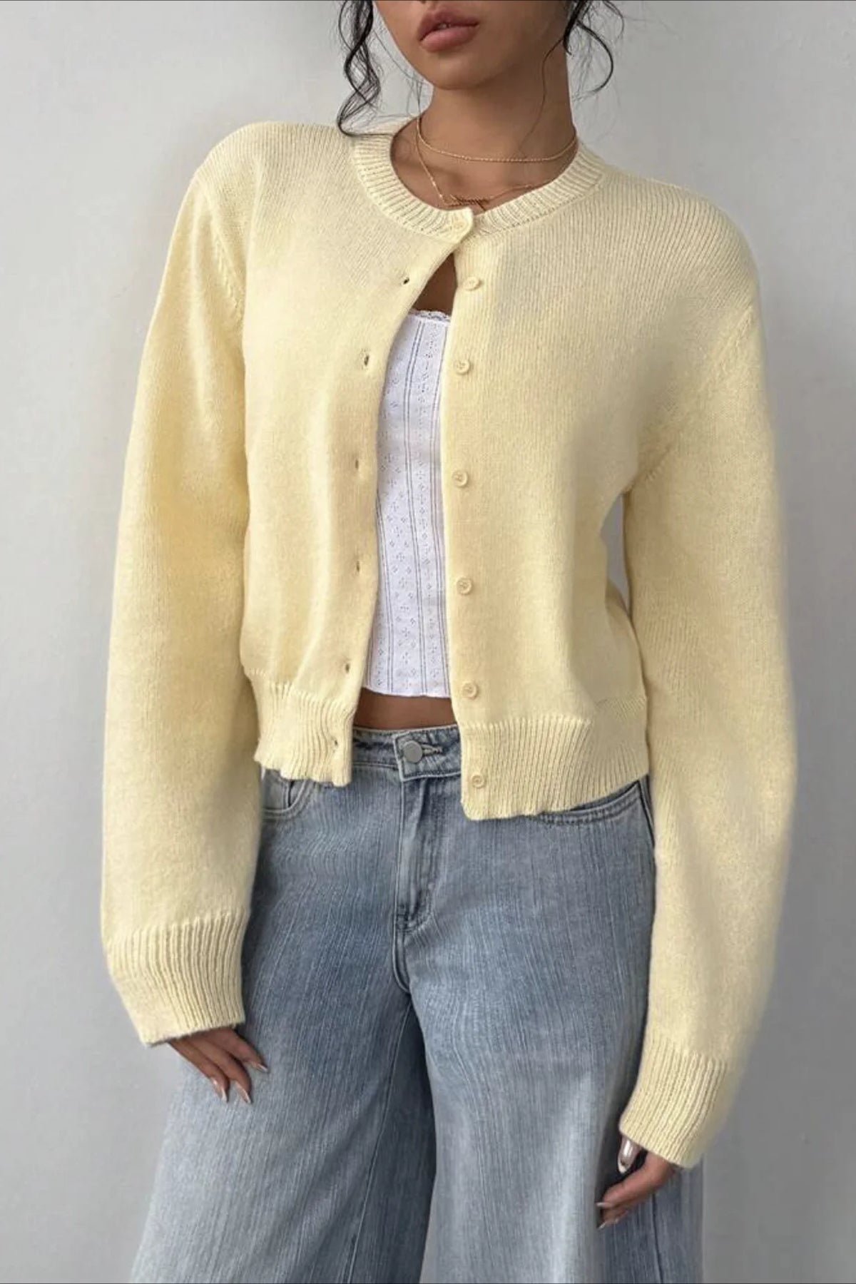Plain Knit Long Sleeve Cardigan Main image