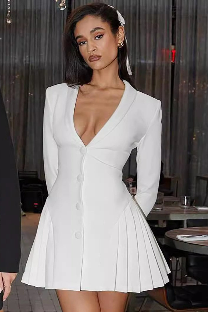 Solid Color Blazer Work Dress Main image