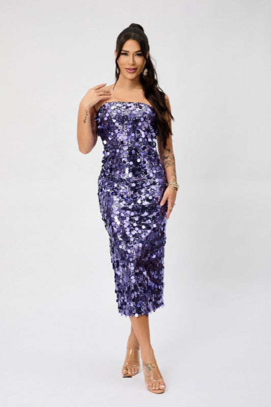 Strapless Backless Sequin Split  Party Sequin Dress Main image