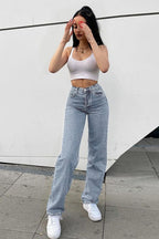 Butterfly Print High Waist Jeans