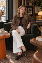 Brown Suede Notch Lapel Jacket