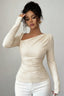 Cutout Shoulder Draped Long Sleeved T-shirts