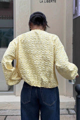 Cropped Jacquard Sleeve Jacket