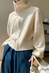 Zip Front Relaxed Knit Cardigan