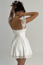 Lace Up Back Spaghetti Strap Mini Dress